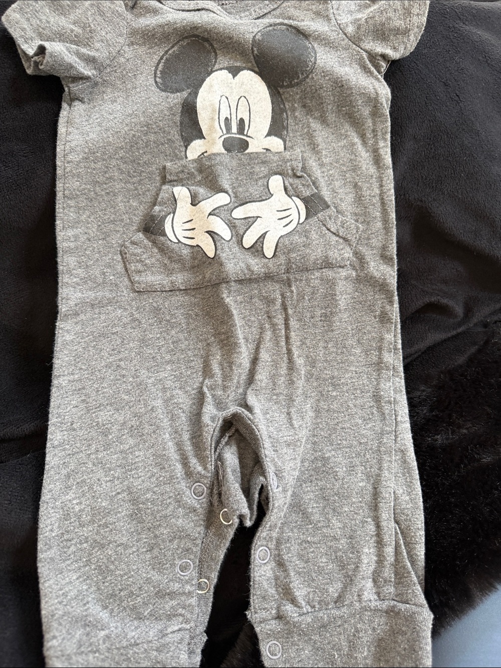 Disney Gray Mickey Mouse Short-Sleeve Footie